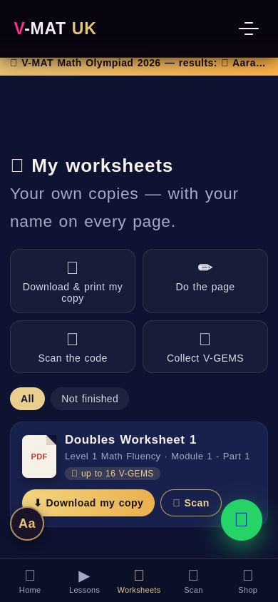 Worksheets on a phone